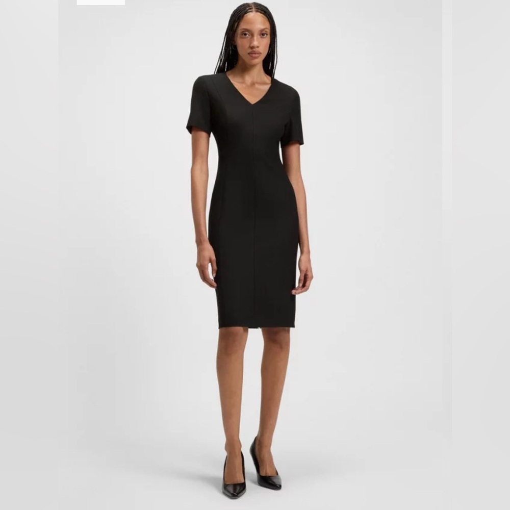 Hugo Boss Black V-Neck Short Sleeve Sheath Dress - Picture 3 of 15